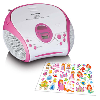 SCD-24PK KIDS Boombox met cd-speler fm-radio en stickers roze Product foto